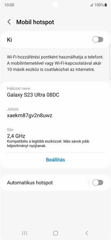 Válaszd a Beállítás lehetőséget.