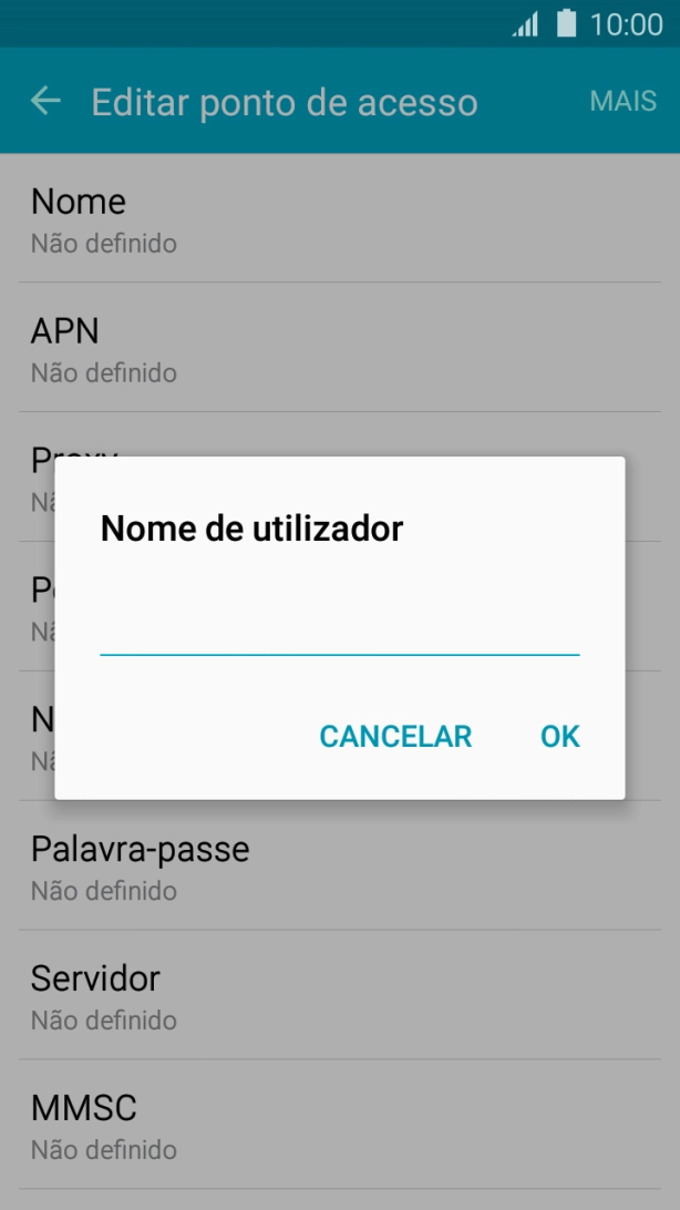 Introduza vodafone e prima OK.