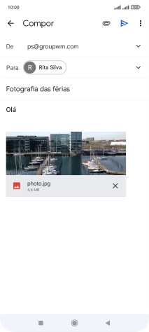 Prima o ícone para enviar quando terminar de escrever o seu e-mail.