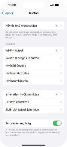 Válaszd a Hívószámkijelzés lehetőséget.