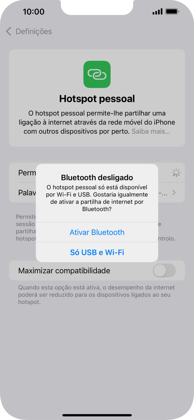 Se o Wi-Fi estiver ativado, prima Só USB e Wi-Fi .