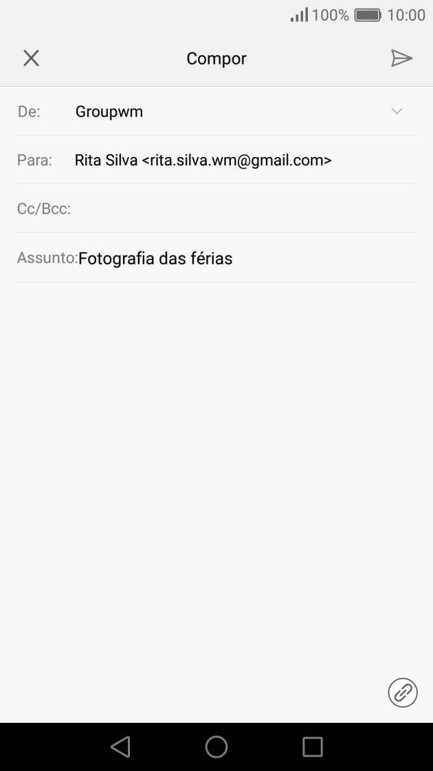 Prima o campo de escrita e escreva o texto do e-mail.