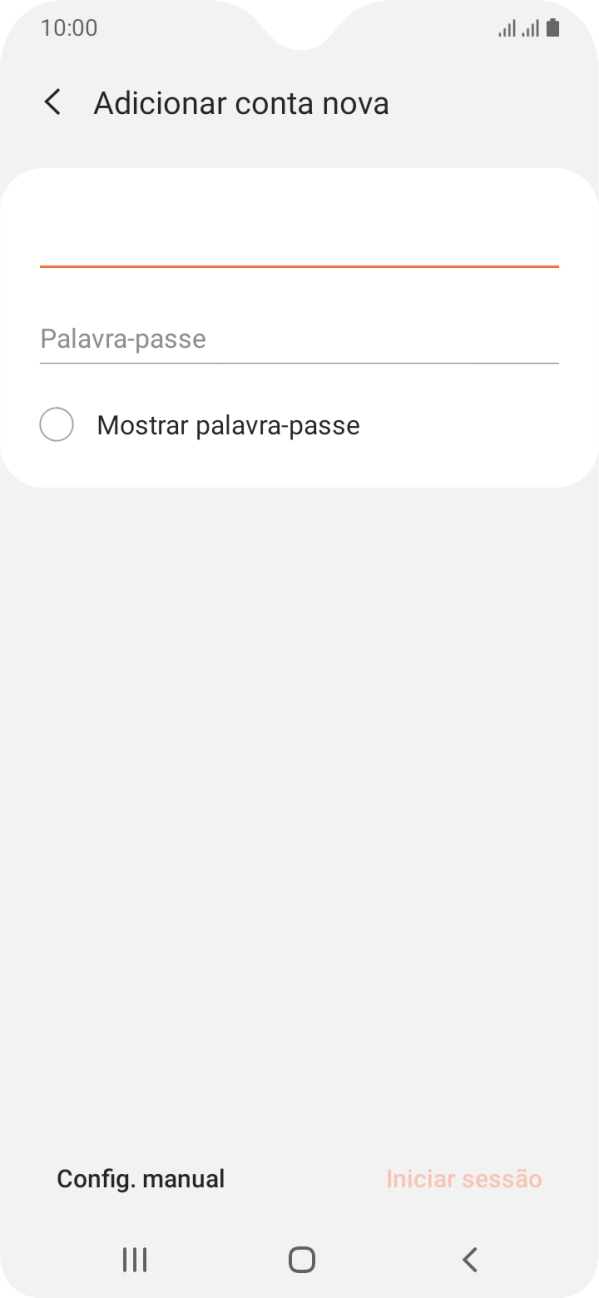 Prima Palavra-passe e introduza a password da sua conta de e-mail.
