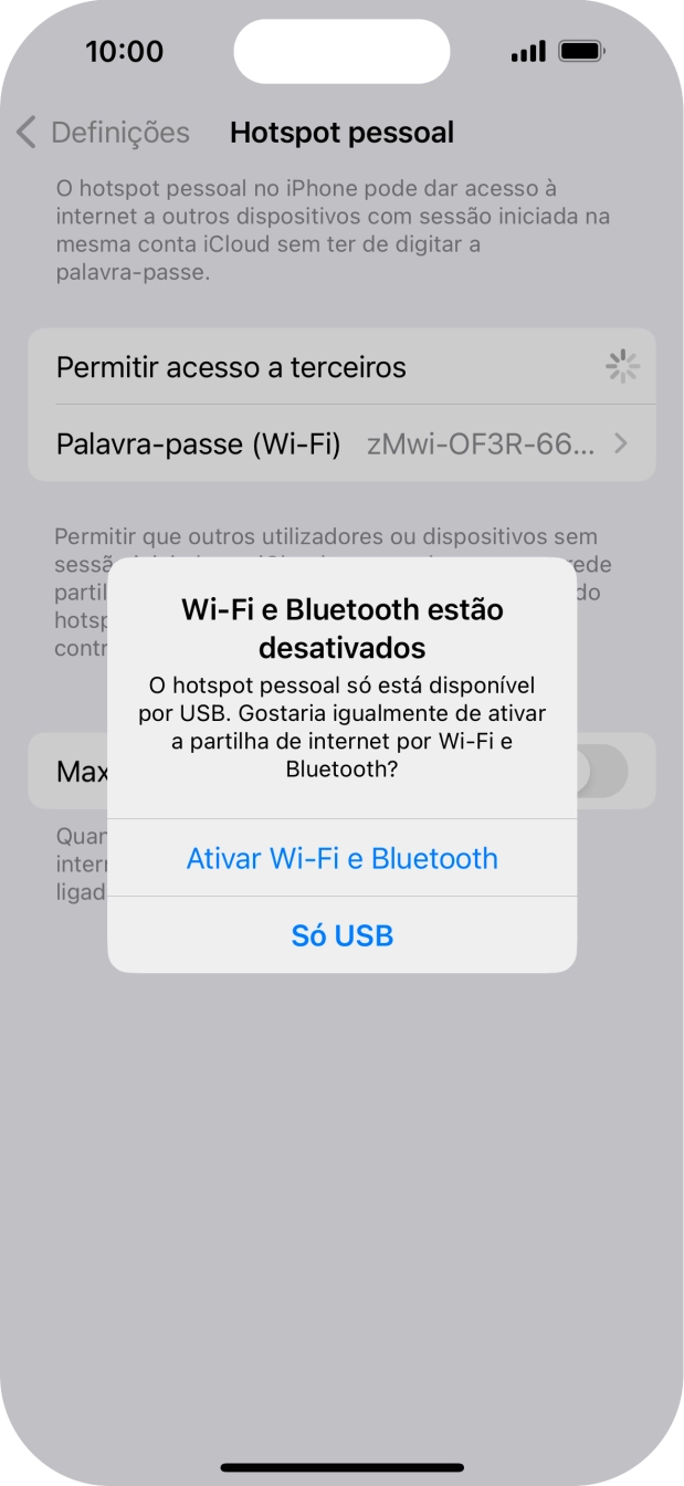Se o Wi-Fi estiver desativado, prima Ativar Wi-Fi e Bluetooth.