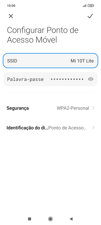 Prima Palavra-passe e introduza a password pretendida.