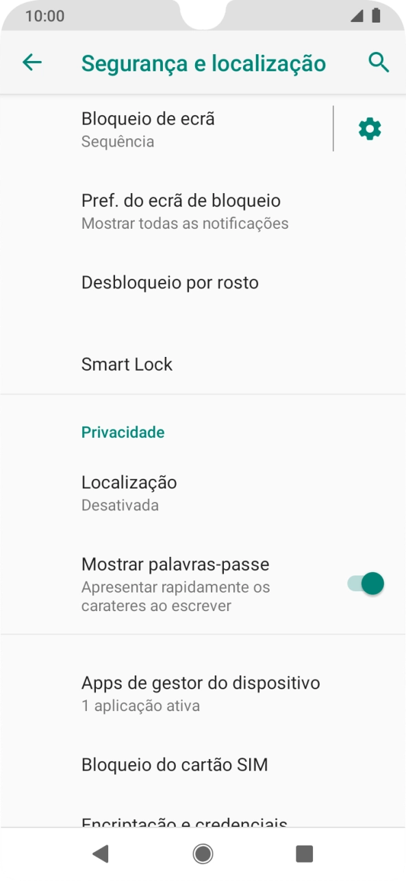 Prima Bloqueio de ecrã e introduza o código de bloqueio do telefone atual.