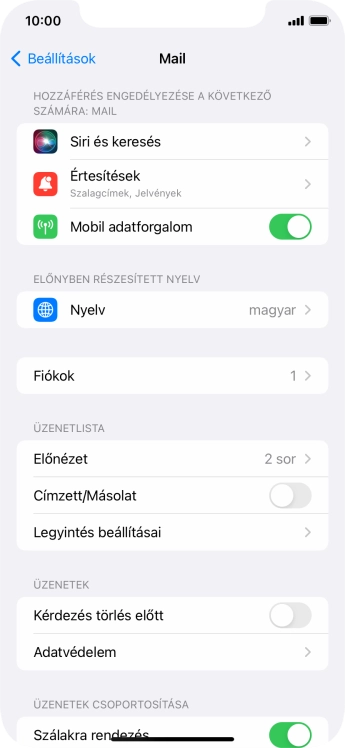 Válaszd a Fiókok lehetőséget.