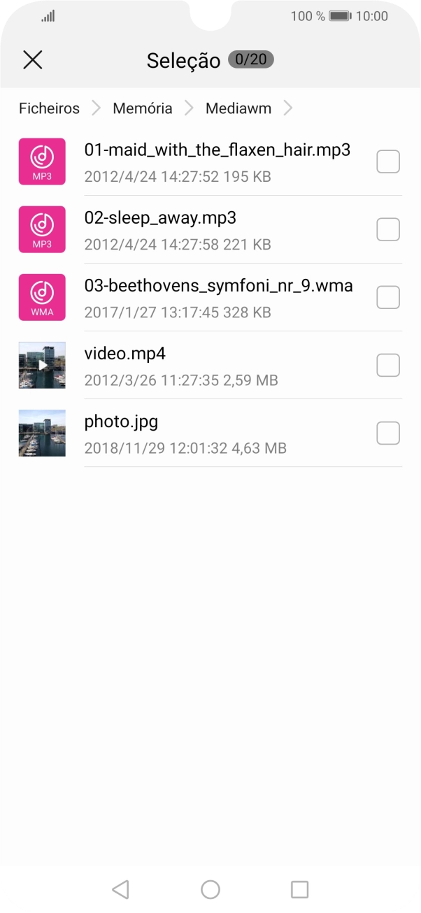 Prima o ficheiro pretendido.