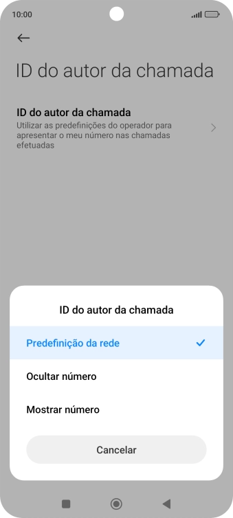 Prima Mostrar número para ativar a visualização do seu número.