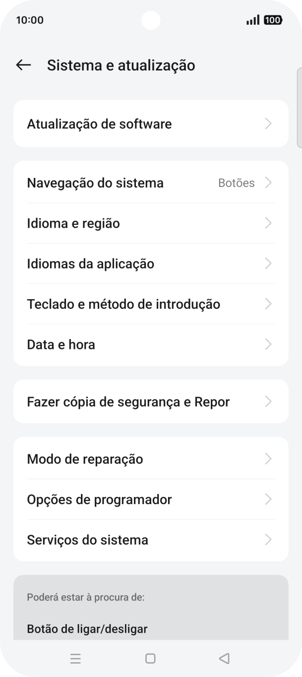 Prima Fazer cópia de segurança e Repor.