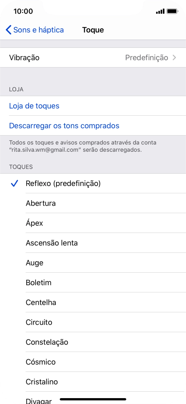 Prima os tons de toque pretendidos para os ouvir.