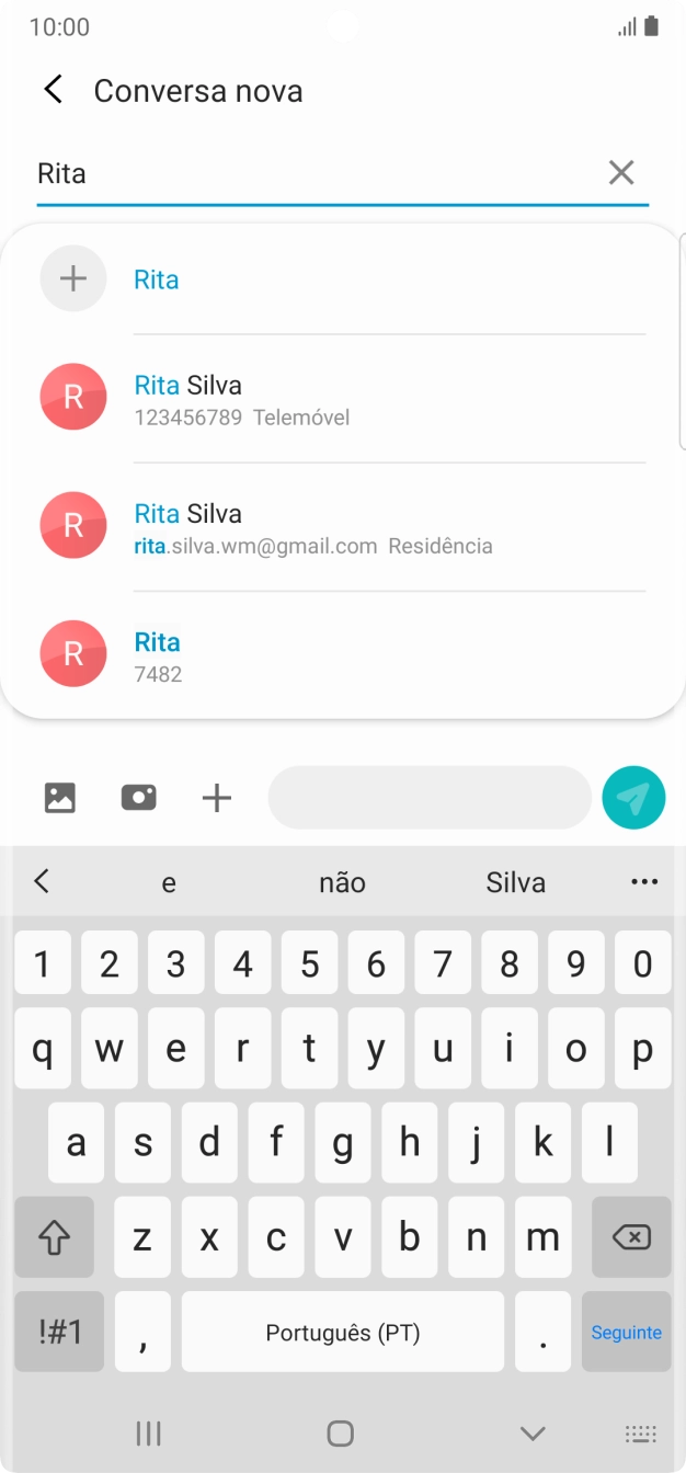 Prima o contacto pretendido.