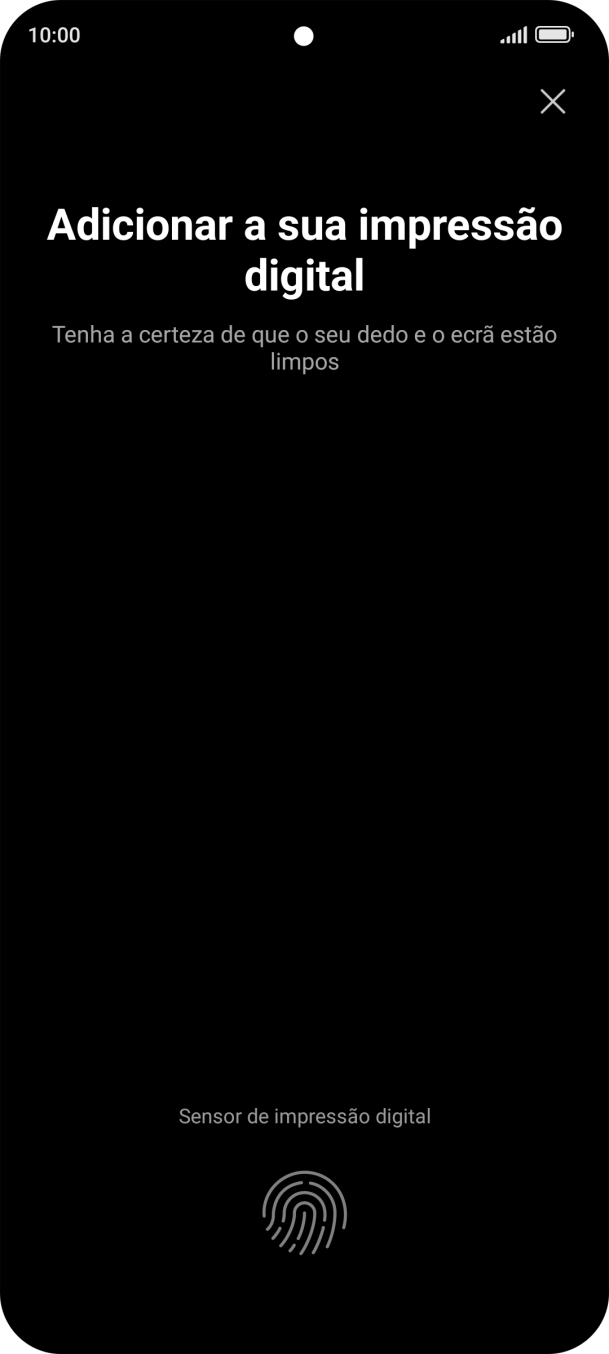 Siga as indicações no ecrã para definir a impressão digital como código de bloqueio.