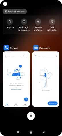 Para terminar uma aplicação em curso, deslize o dedo para a direita na aplicação pretendida.