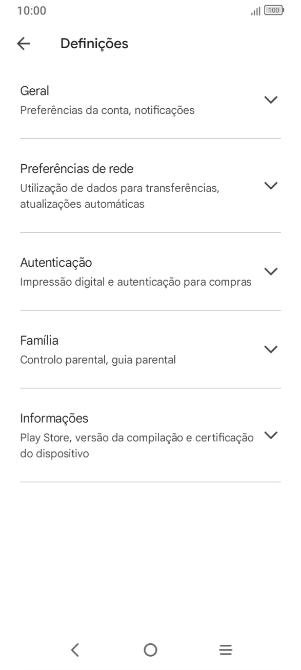 Prima Preferências de rede.