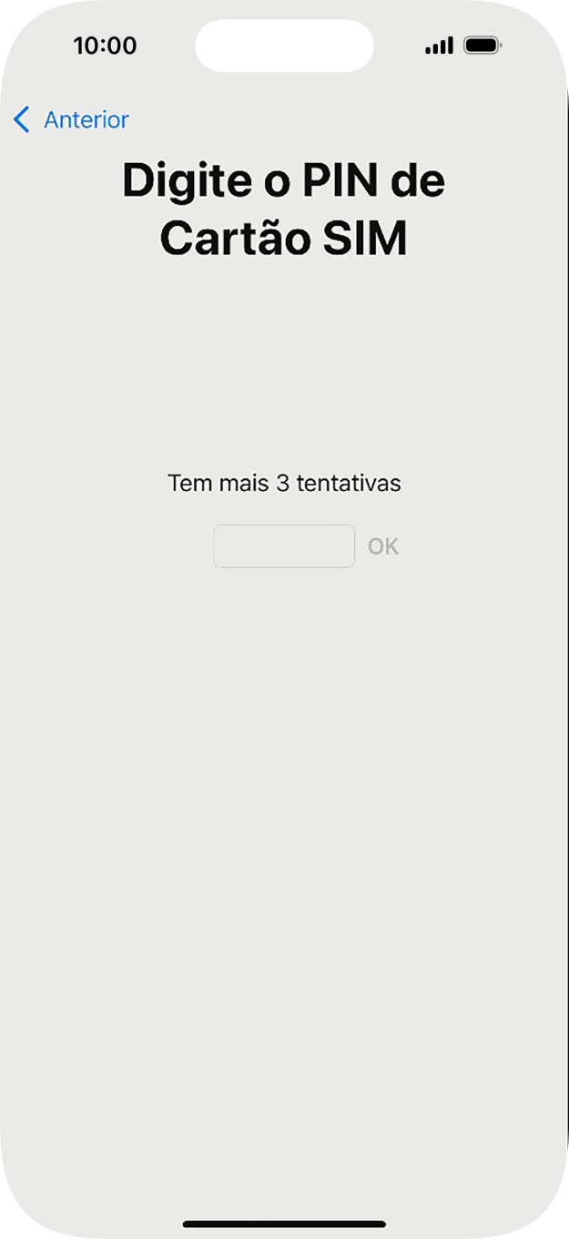 Se o cartão SIM estiver bloqueado, deve introduzir o código PIN e premir OK.