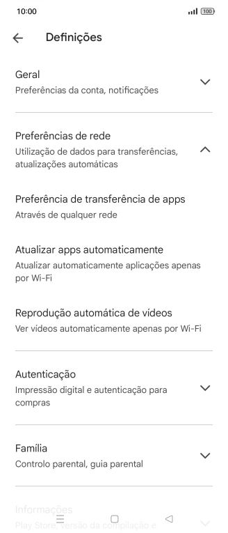 Prima Atualizar apps automaticamente.