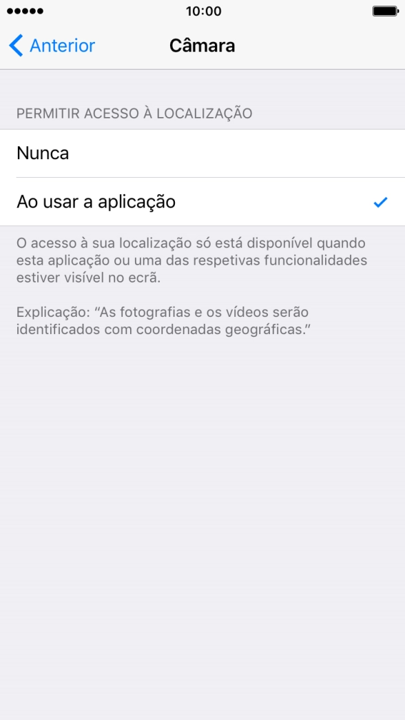 Prima a definição pretendida para ativar ou desativar a função.