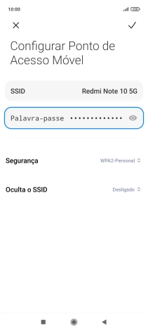 Prima SSID, e introduza o nome pretendido do hotspot Wi-Fi.
