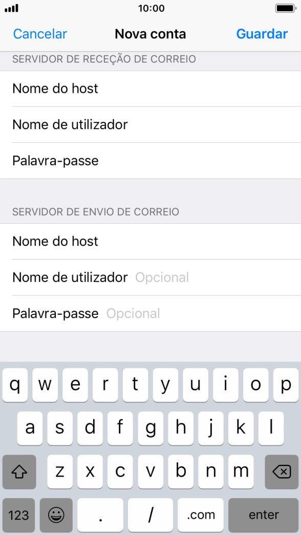 Prima Nome de utilizador e introduza o nome de utilizador da sua conta de e-mail.