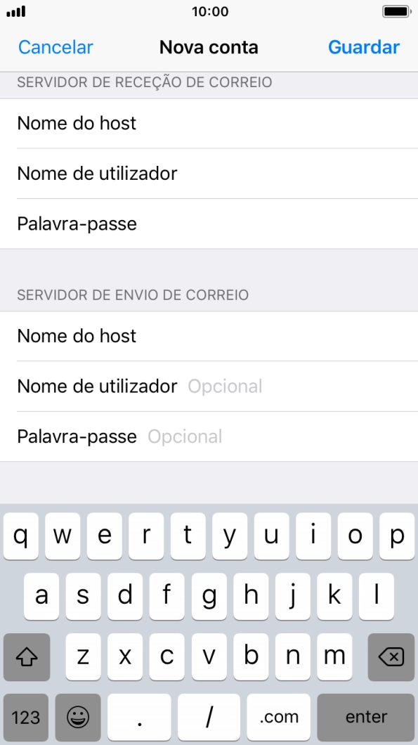 Prima Nome de utilizador e introduza o nome de utilizador da sua conta de e-mail.