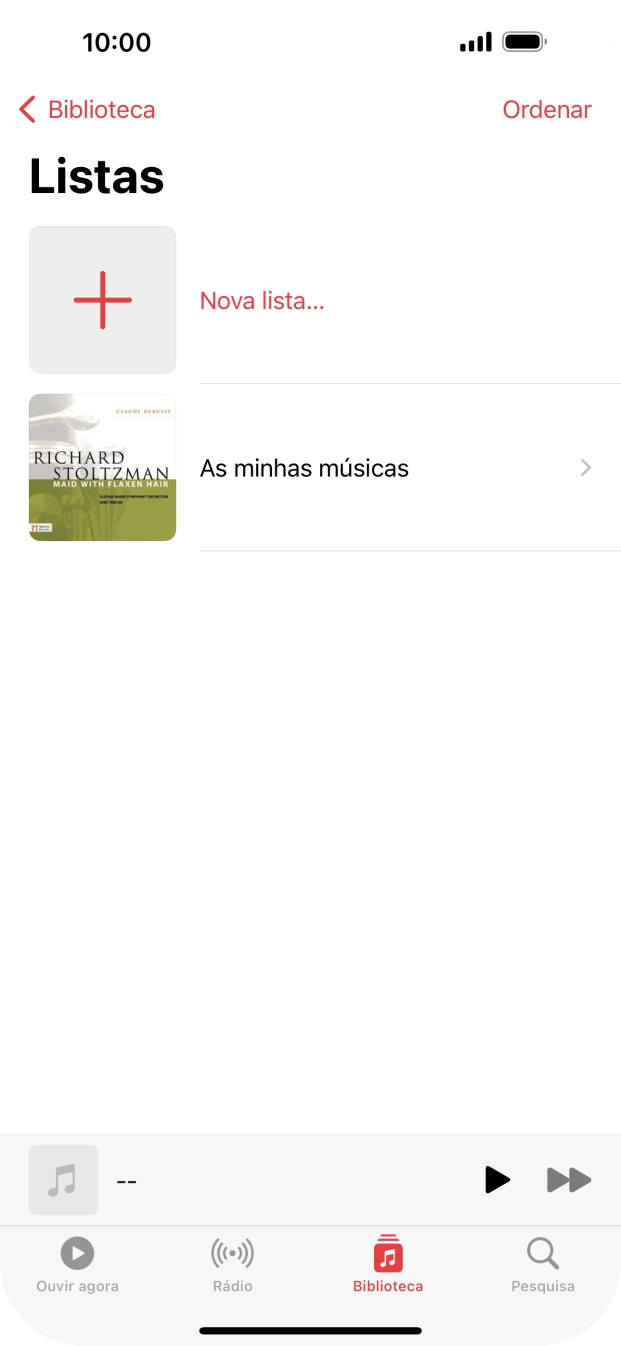 Vá até à categoria ou lista de reprodução pretendida e prima a lista de reprodução pretendida.
