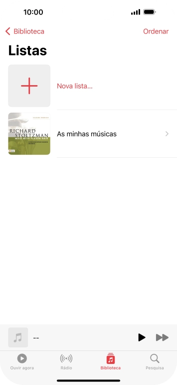 Vá até à categoria ou lista de reprodução pretendida e prima a lista de reprodução pretendida.