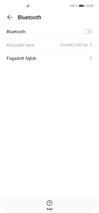 Kattints a „Bluetooth” melletti csúszkára a funkció bekapcsolásához.