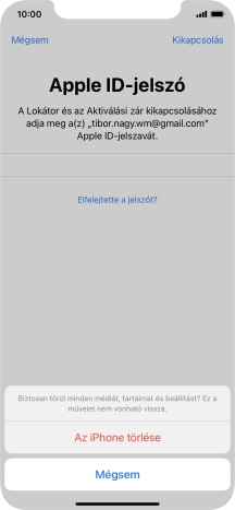 Írd be az Apple ID-hoz tartózó jelszót, és válaszd Az iPhone törlése lehetőséget. Várj egy kicsit, amíg a telefon visszaállítja a gyári beállításokat. A telefon konfigurálásához és ahhoz, hogy üzemkész állapotba hozd, kövesd a képernyőn megjelenő utasításokat.