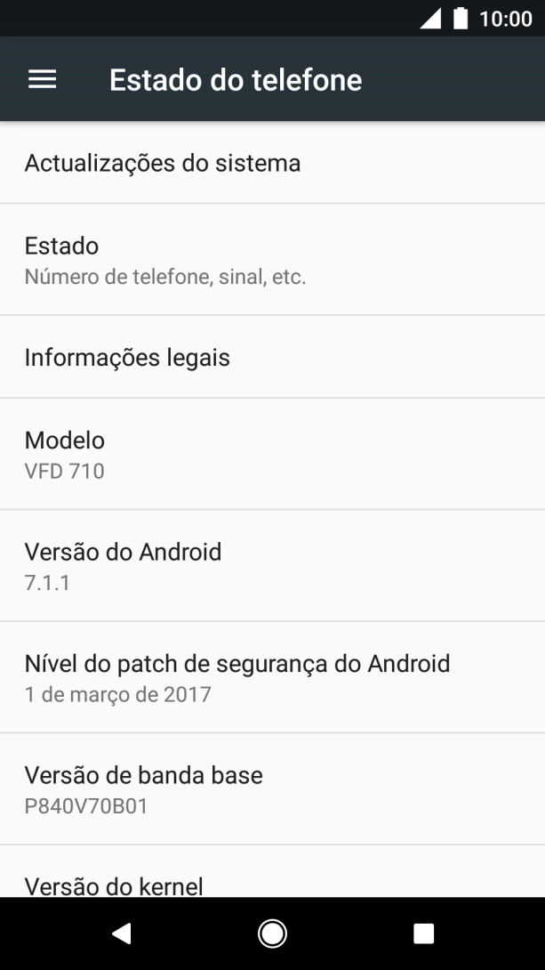 Prima Actualizações do sistema. Se existir uma nova versão de software disponível, será agora indicado no ecrã. 
Siga as indicações no ecrã para atualizar o software do telefone.