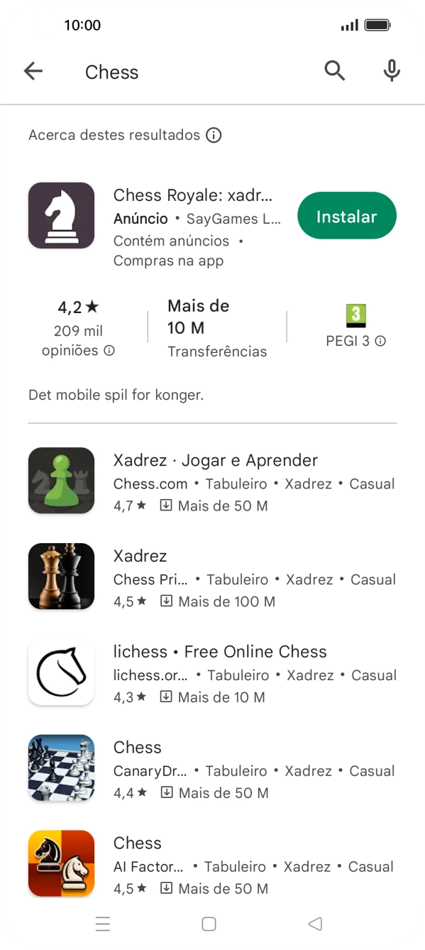 Prima a app pretendida.