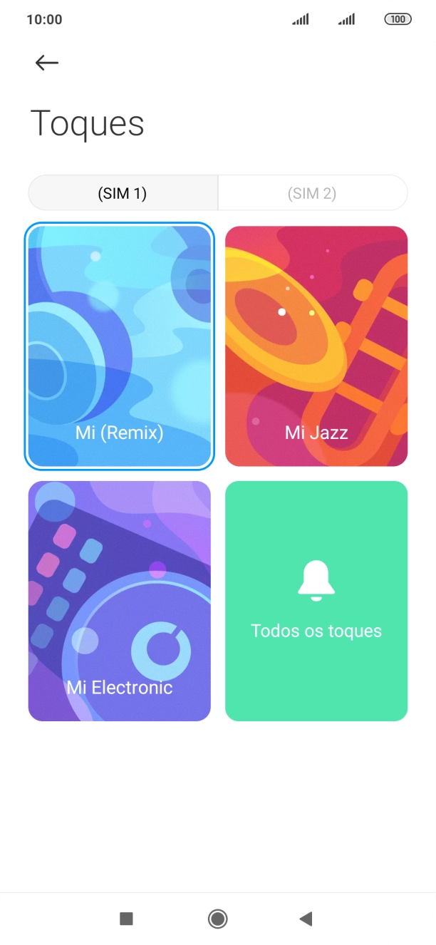 Prima o cartão SIM pretendido.