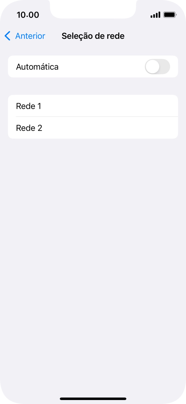 Se desativar a função, prima a rede pretendida.