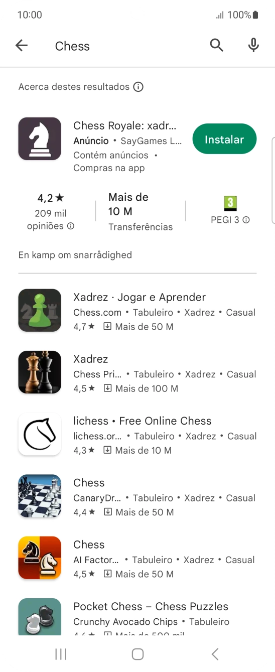 Prima a app pretendida.