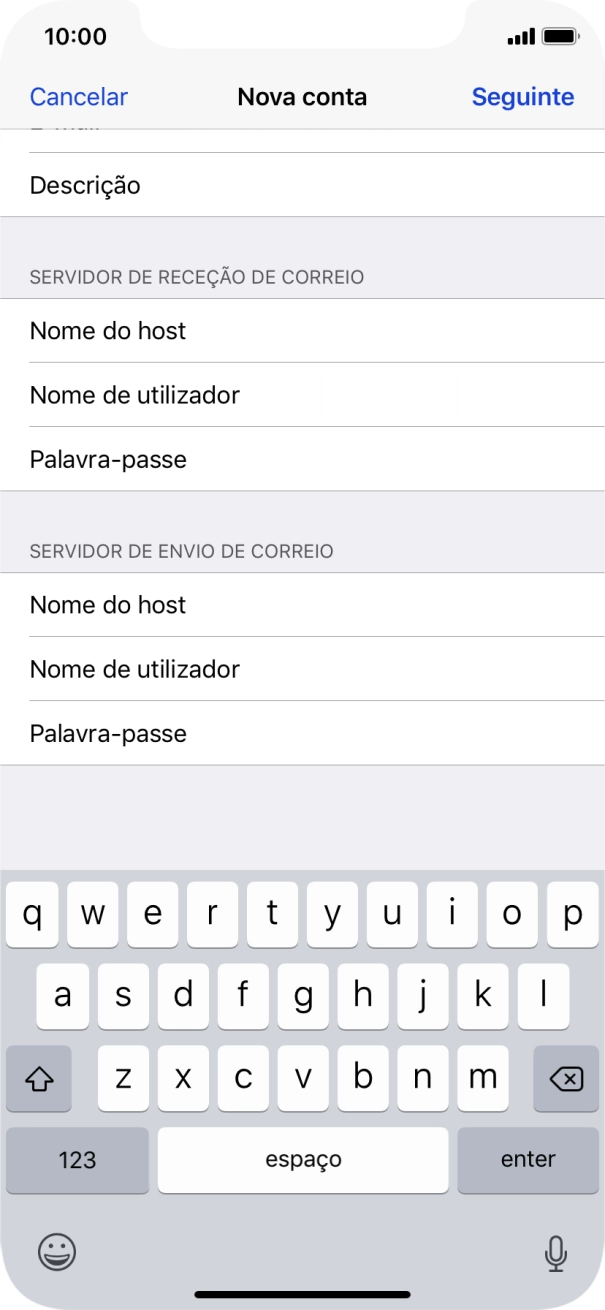Prima Palavra-passe e introduza a password da sua conta de e-mail na Vodafone.