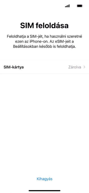 Válaszd a SIM-kártya lehetőséget.