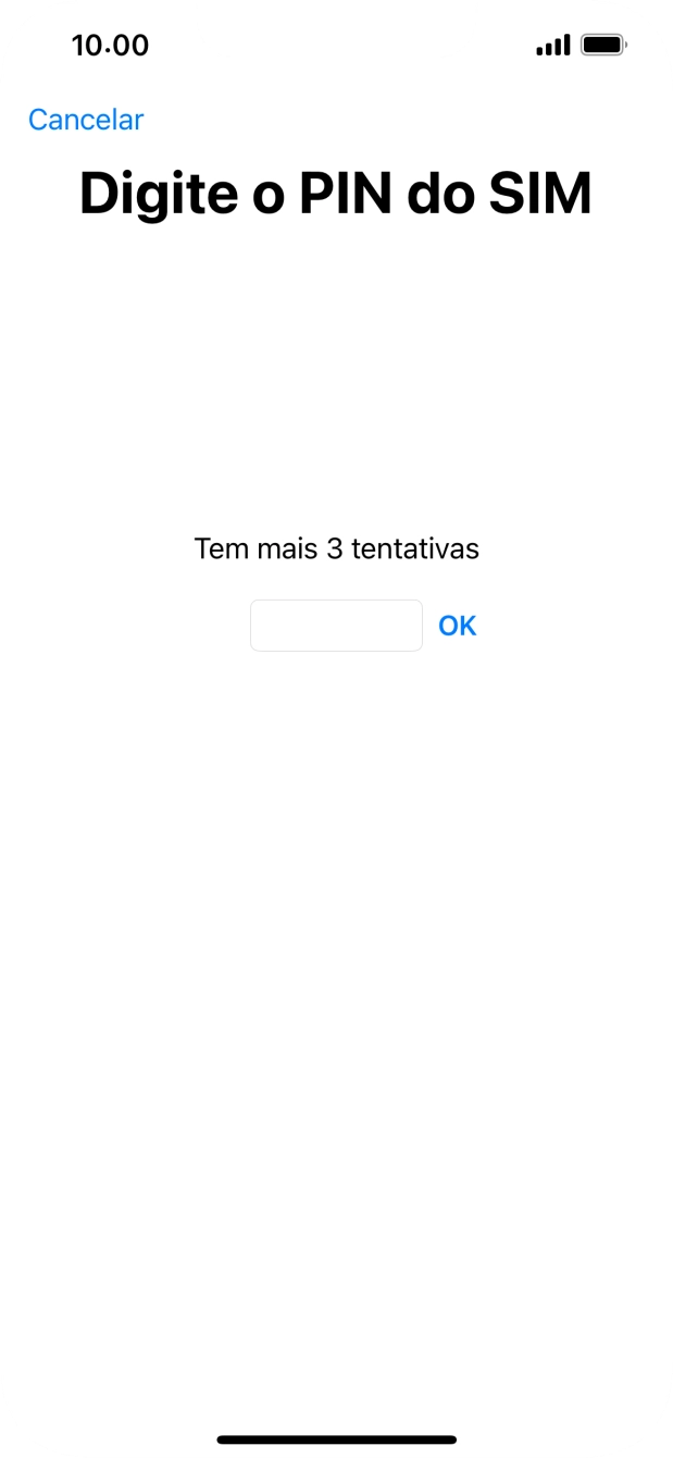 Se o cartão SIM estiver bloqueado, deve introduzir o código PIN e premir OK.