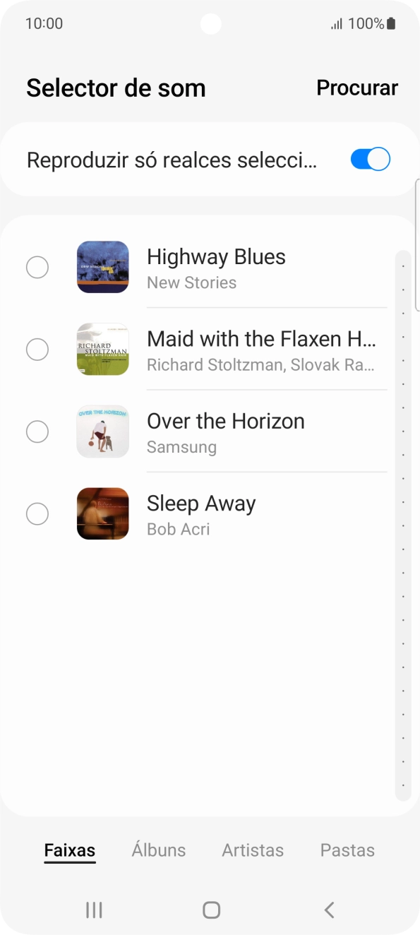 Prima os tons de toque pretendidos para os ouvir.