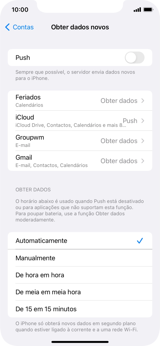 Se desativar a função, prima a definição pretendida.