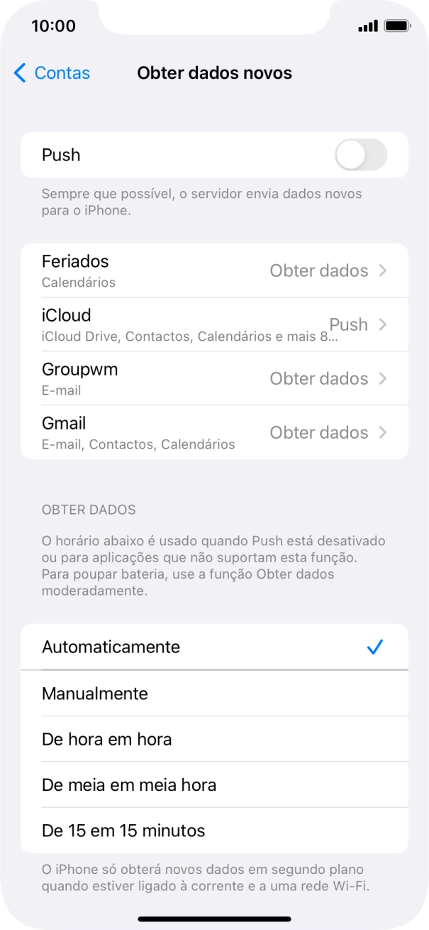 Se desativar a função, prima a definição pretendida.