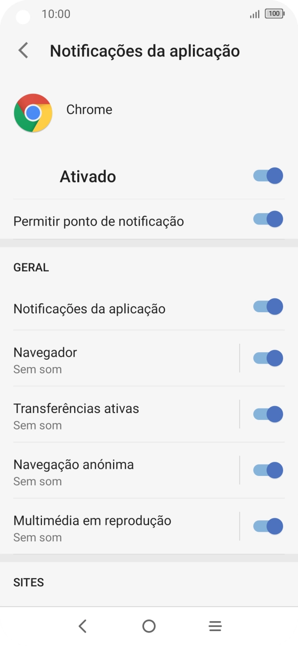 Prima o indicador superior para ativar ou desativar a função.