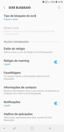 Prima Tipo de bloqueio do ecrã.