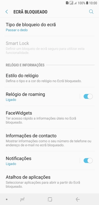 Prima Tipo de bloqueio do ecrã.