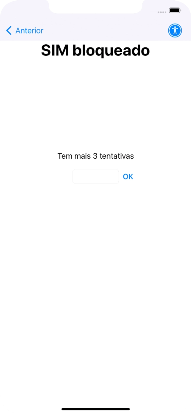 Se o cartão SIM estiver bloqueado, deve introduzir o código PIN e premir OK.