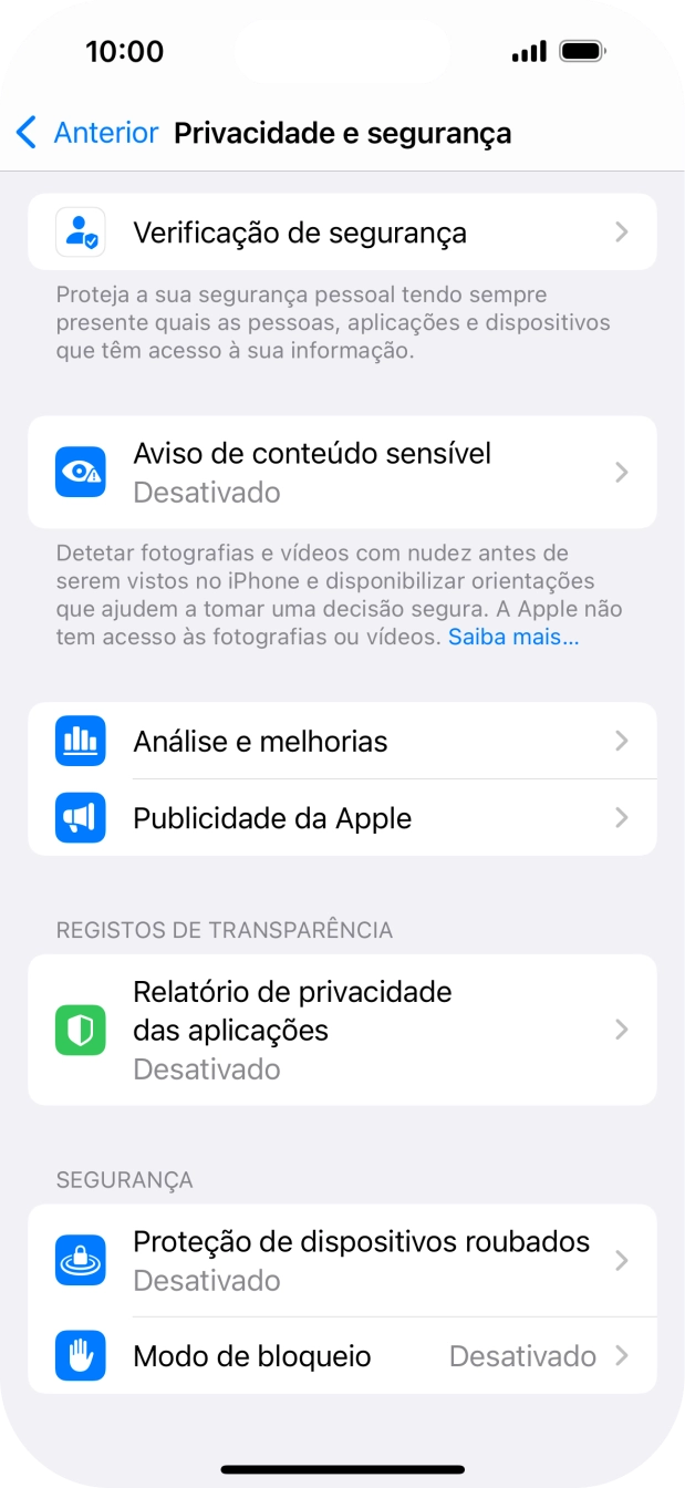 Prima Relatório de privacidade das aplicações.