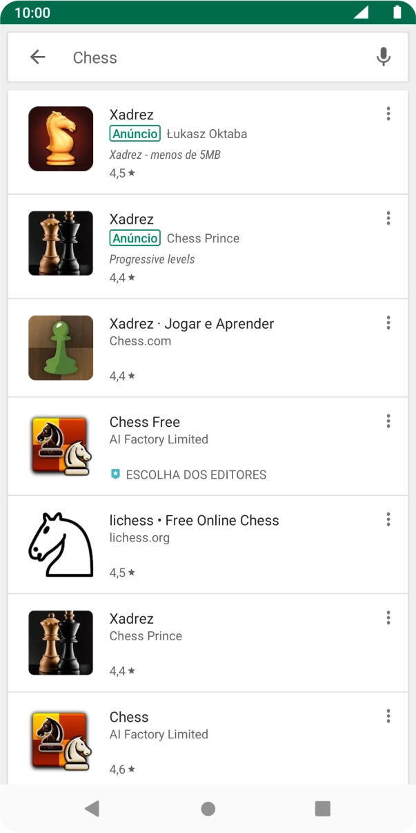 Prima a app pretendida.