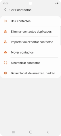Prima Importar ou exportar contactos.