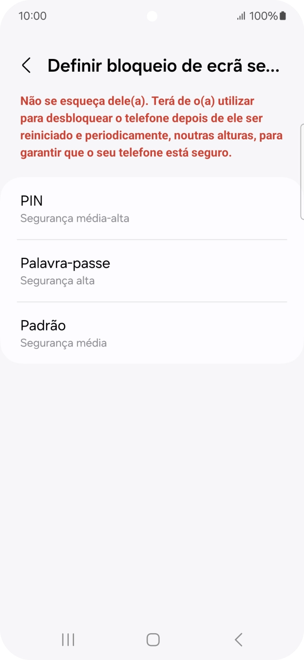 Prima o código de bloqueio do telefone pretendido e siga as indicações no ecrã para estabelecer um código de bloqueio adicional.