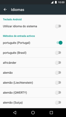 Prima o idioma pretendido para o adicionar.