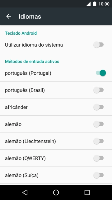 Prima o idioma pretendido para o adicionar.